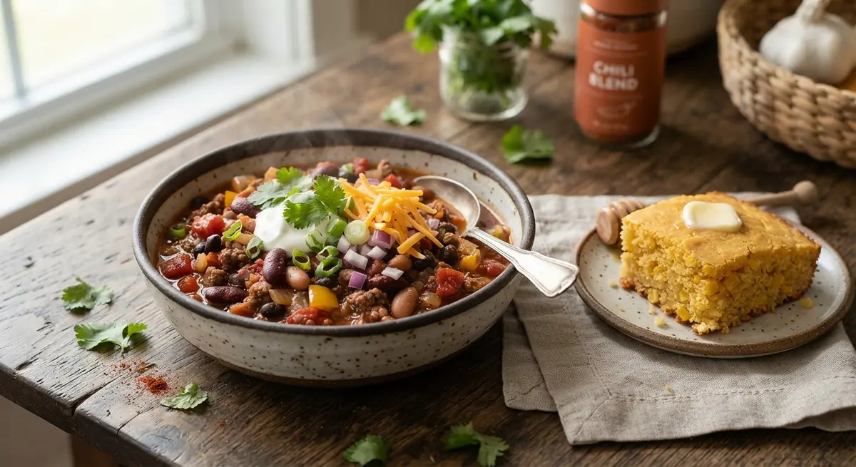 Lean Beef Chili with Cornbread